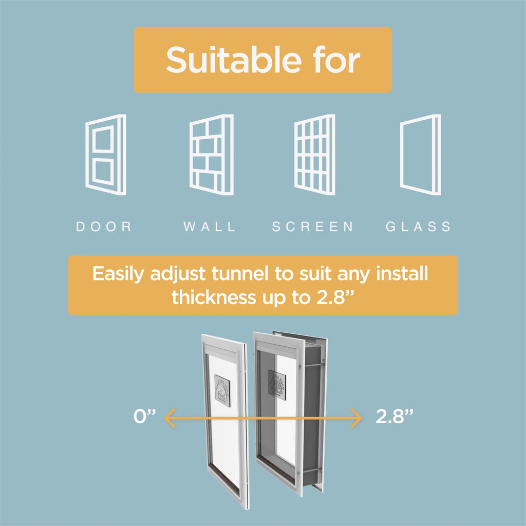 White Deluxe Aluminum Extra Large Pet Door for Doors up to 2.76", for Pets up to 220Lbs
