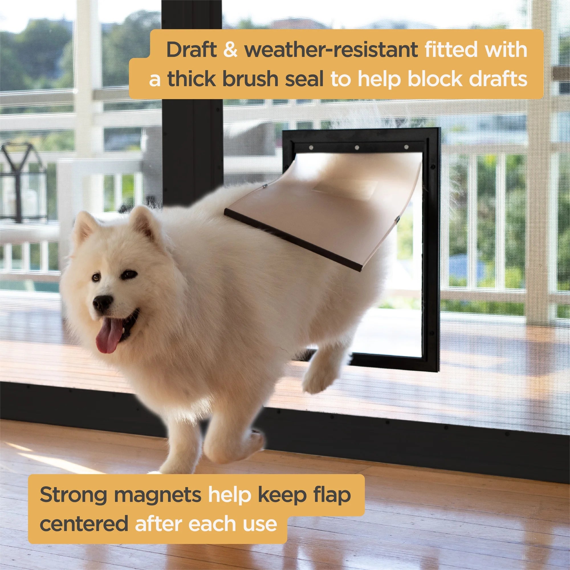 Black Deluxe Aluminum Large Pet Door for Pets up to 100 Lbs