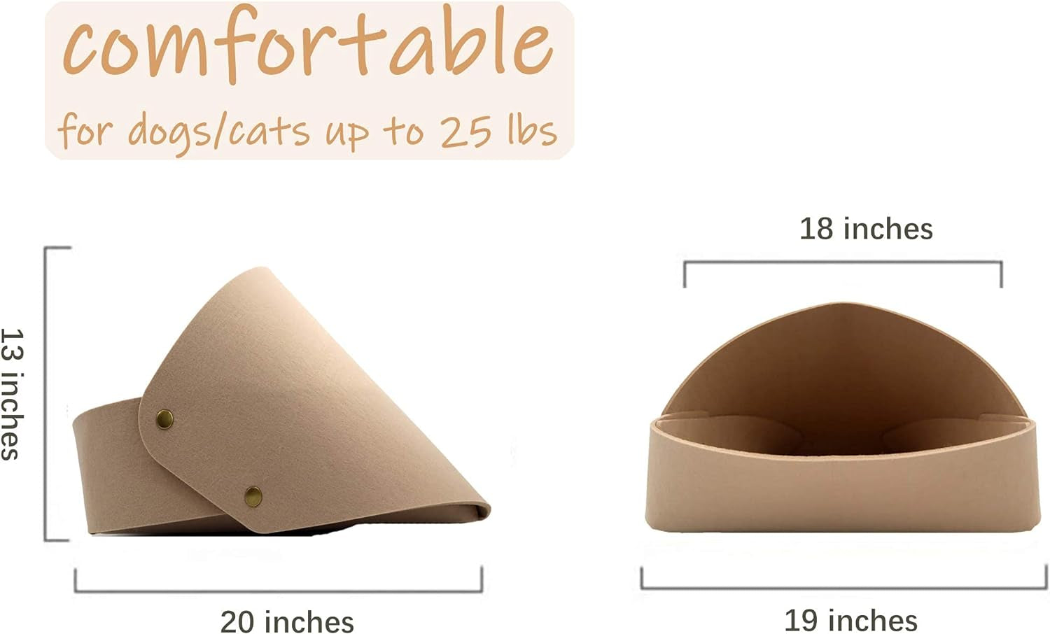 Cat Bed House Felt Cat Cave Tent House for Kitten Puppy Small Dog Indoor (Comfy Beige)