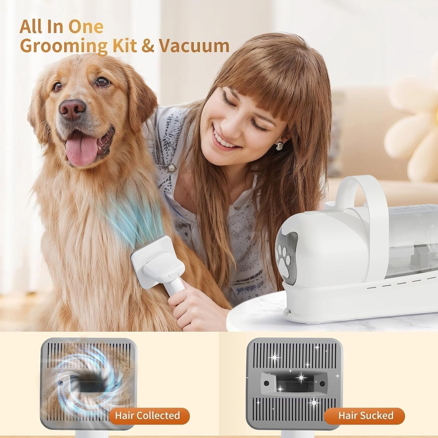 Pet Grooming Vacuum Kit for Dogs Cats Uproot Cleaner Hair Remover Professional