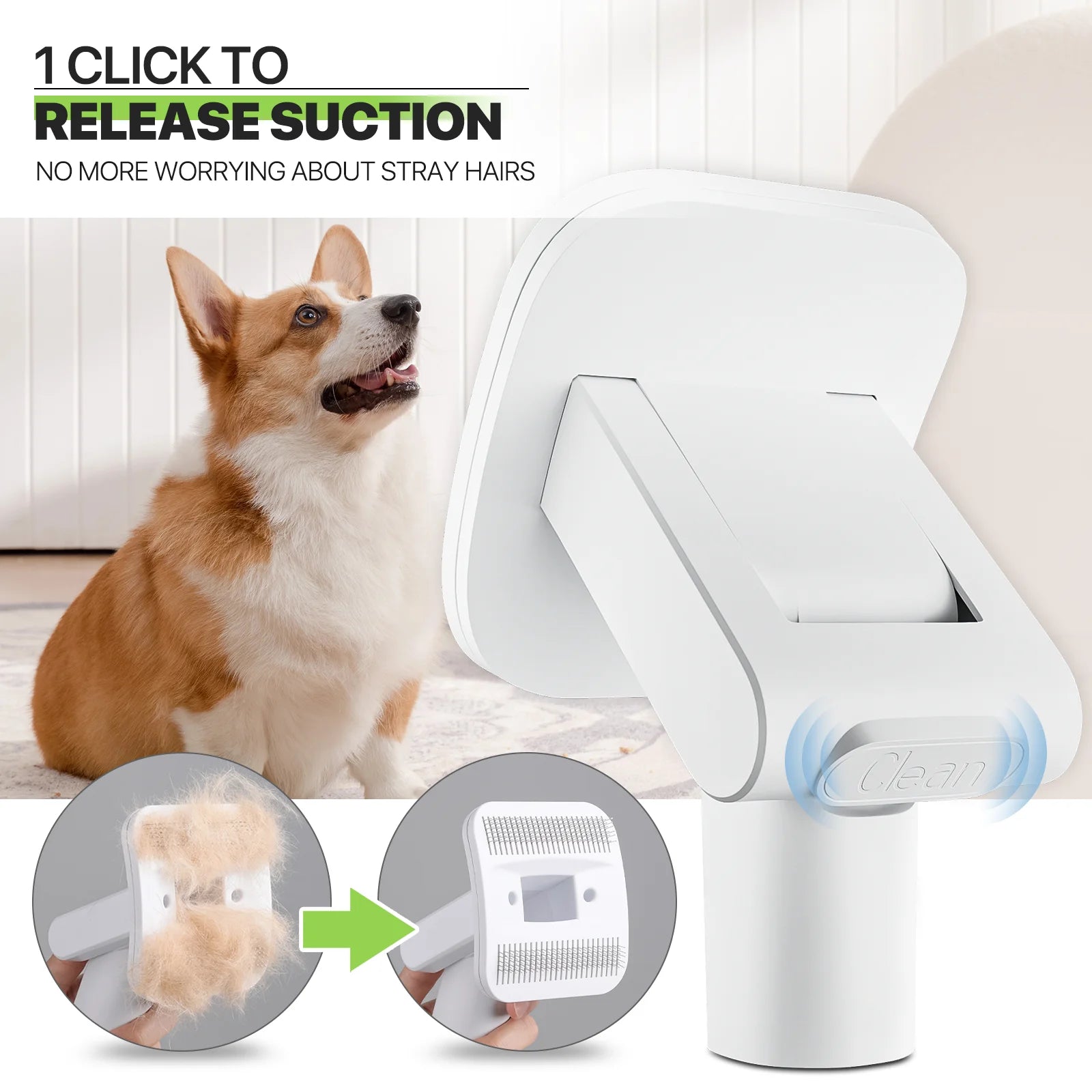 Pet Grooming Kit & Vacuum Suction 99% Pet Hair, Dog Grooming Kit with 6 Professional Grooming Shedding Tools for Dogs Cats and Other Animals, Black