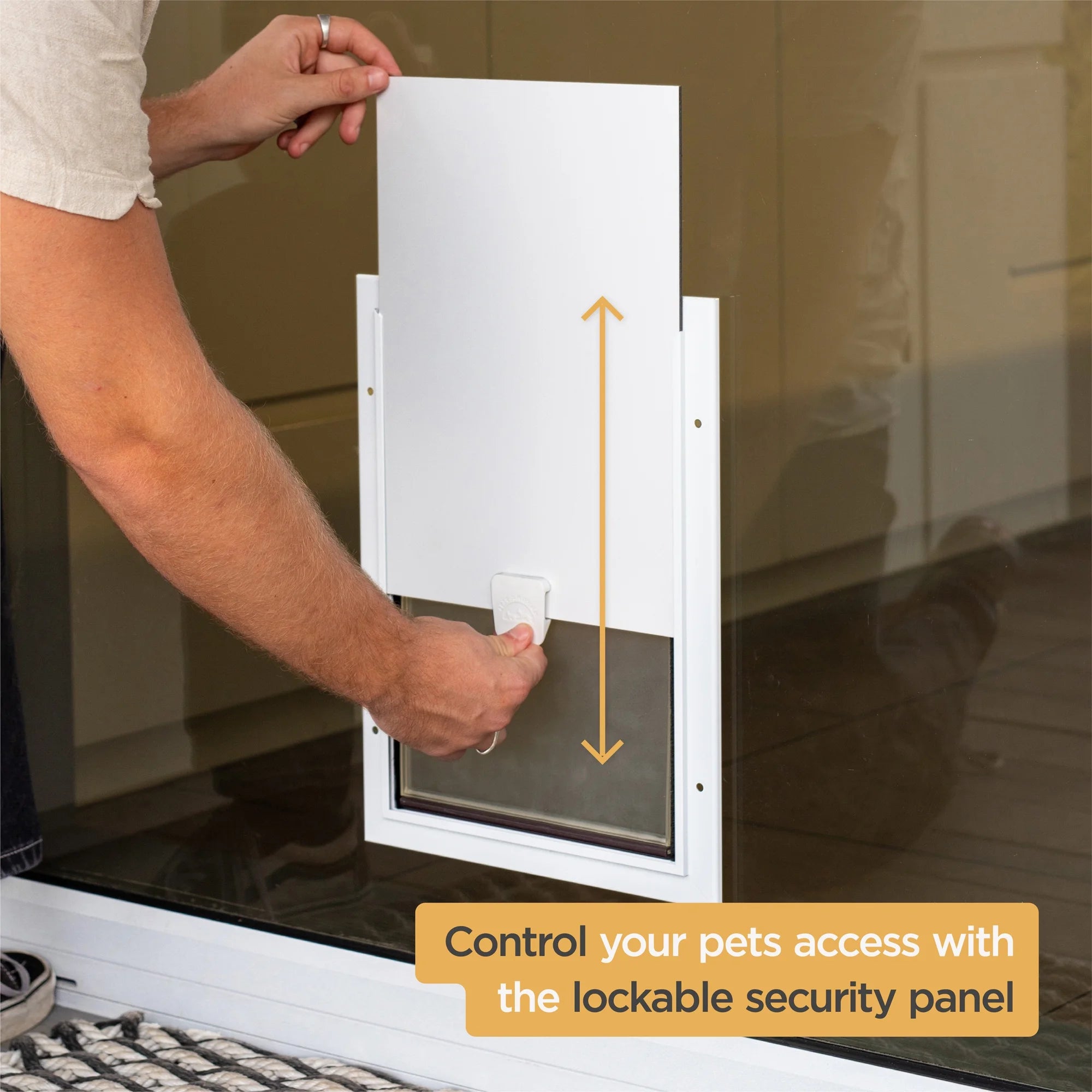 White Deluxe Aluminum Extra Large Pet Door for Doors up to 2.76", for Pets up to 220Lbs