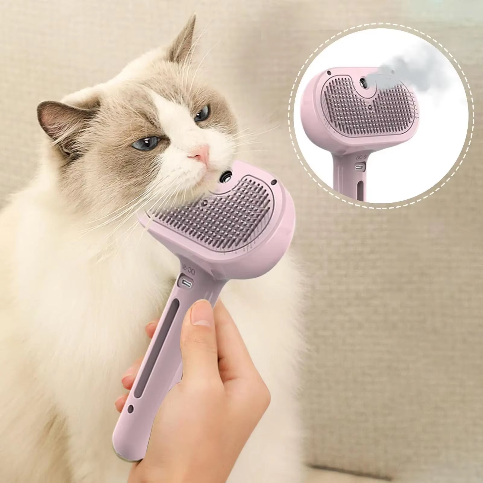 Steamy Dog Brush Electric Spray Cat Hair Brush 3 In1 Dog Steamer Brush for Massage Pet Grooming Removing Tangled and Loose Hair