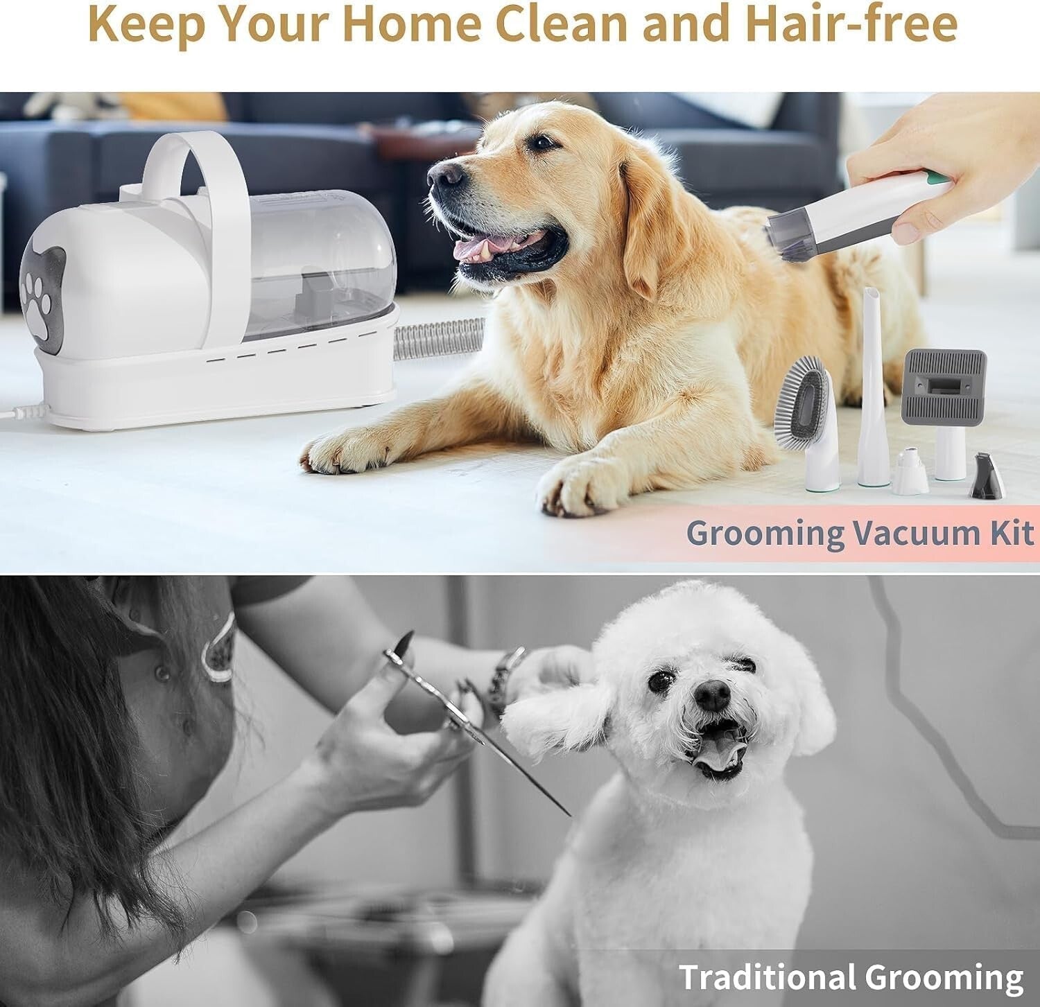 Pet Grooming Vacuum Kit for Dogs Cats Uproot Cleaner Hair Remover Professional