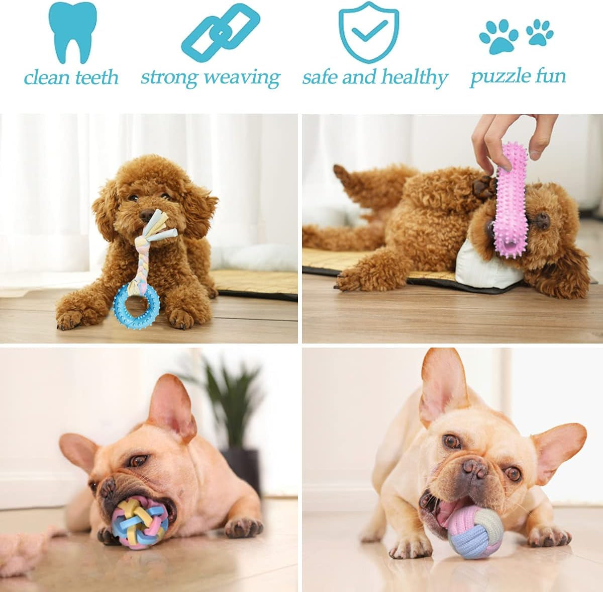 Puppy Chew Toys for Teething Puppy Toys Small Dog Rope Balls for Teething Chew Interactive Teeth Cleaning Tug Toys Storage Baske
