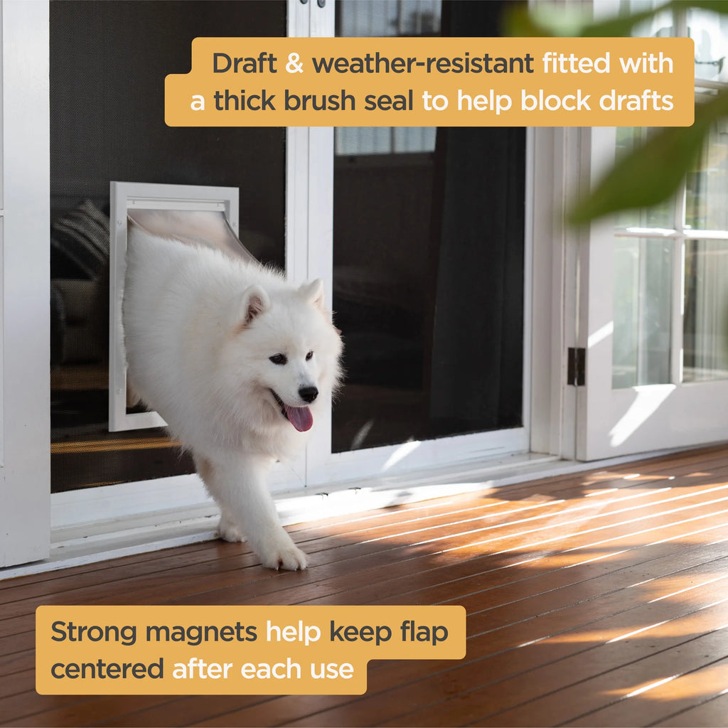 White Deluxe Aluminum Extra Large Pet Door for Doors up to 2.76", for Pets up to 220Lbs