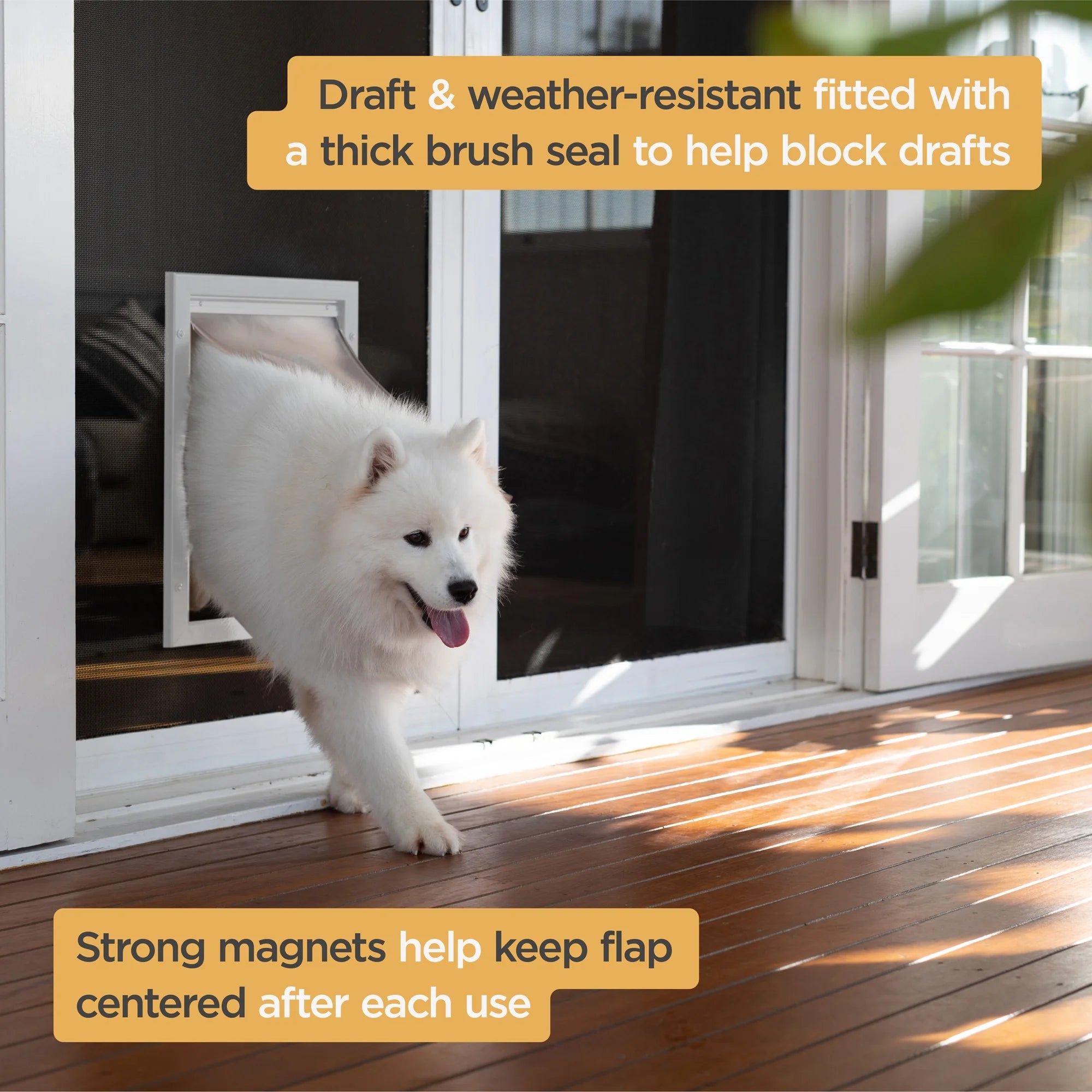 White Deluxe Aluminum Extra Large Pet Door for Doors up to 2.76", for Pets up to 220Lbs