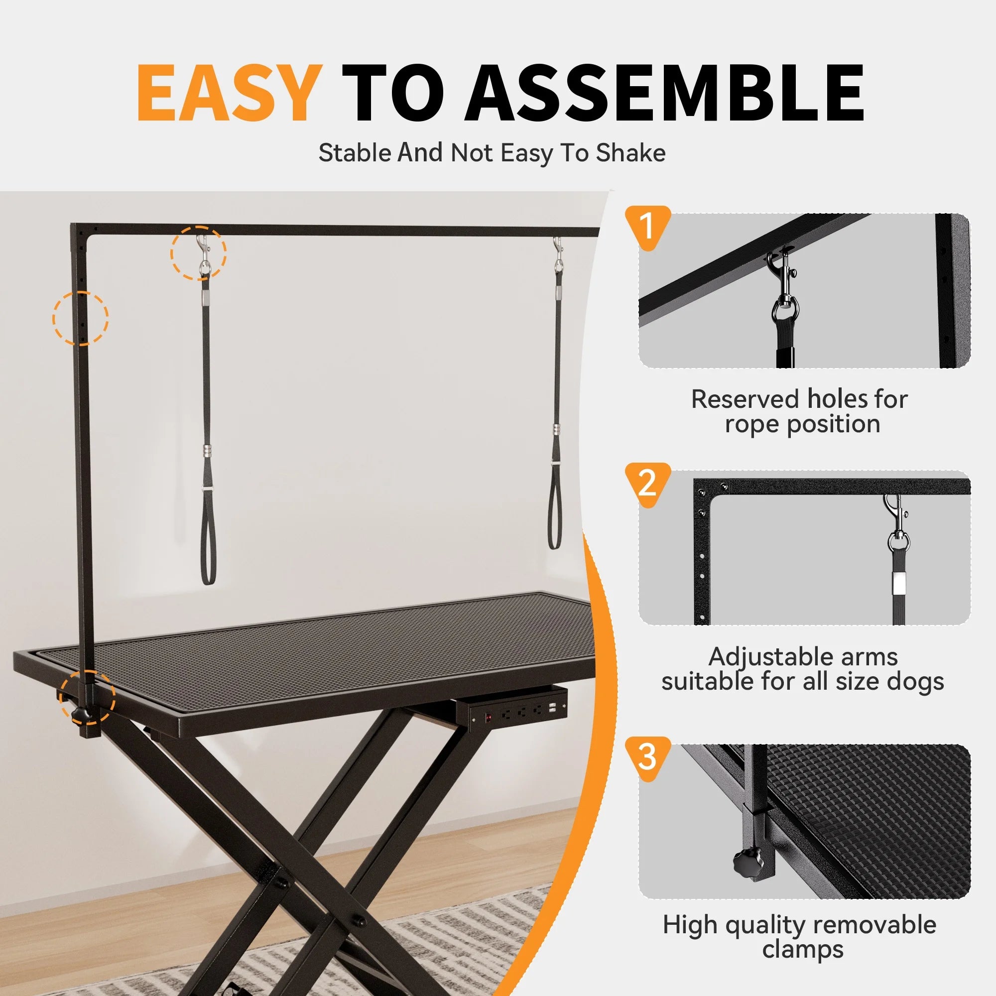 Professional Electric Dog Grooming Table - Heavy Duty, Height Adjustable Pet Grooming Table W/Leveling Wheels, Dog Grooming Arm, anti Slip Tabletop & Tool Organizer/Dog Grooming Station (50", BLACK)