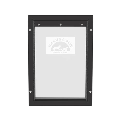 Black Deluxe Aluminum Large Pet Door for Pets up to 100 Lbs