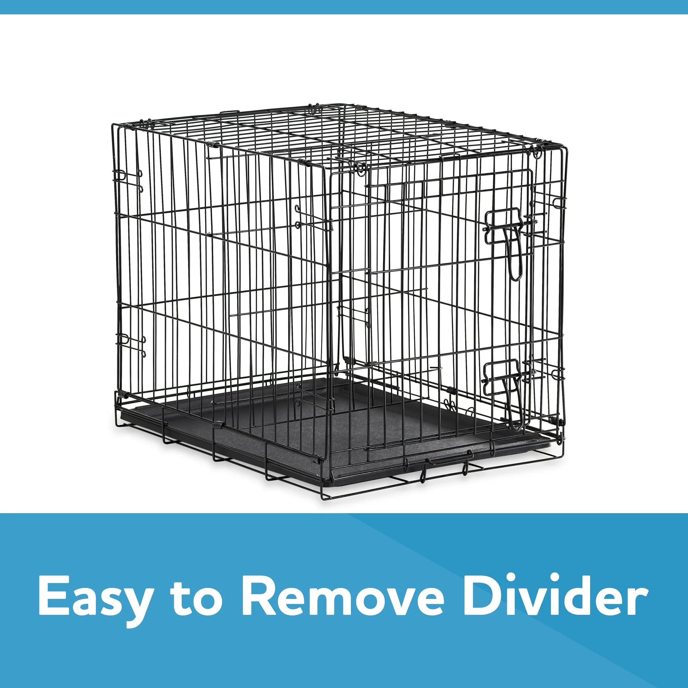 Foldable 48" Wire Crate for Dogs with Divider and Leak-Proof Tray