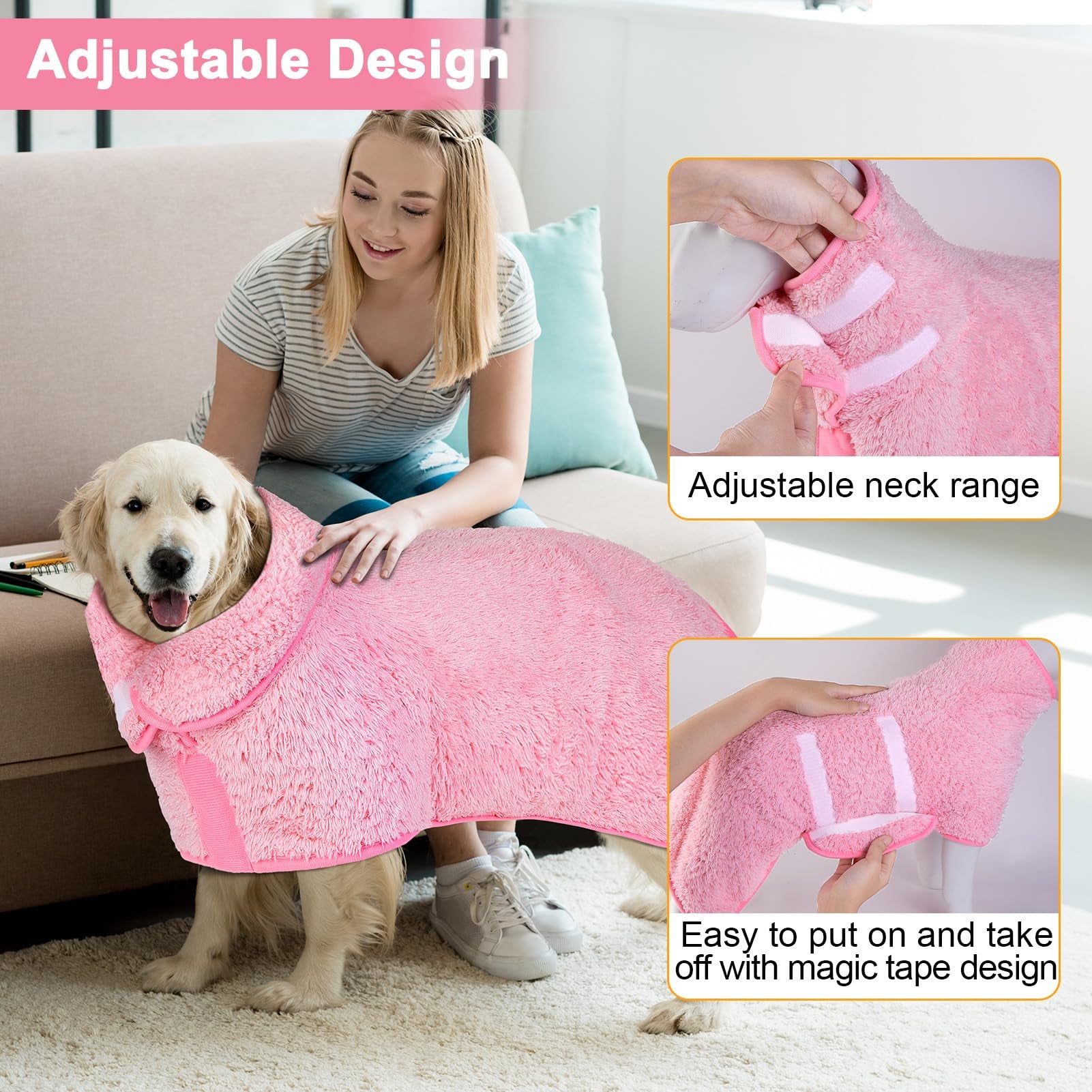 Dog Bathrobe Super Absorbent Dog Towels for Drying Dogs Large Quick Drying Dog Robes for after Bath Soft Dog Drying Towel Adjust