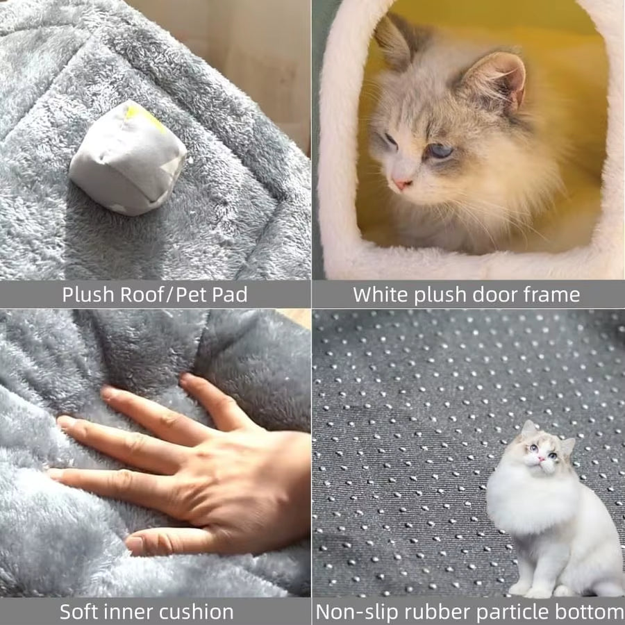 House Indoor Memory Sponge, Foldable Dog House Kennel Bed Mat with Cushion for Small Medium Large Dogs Cats, Winter Warm Cat Nes