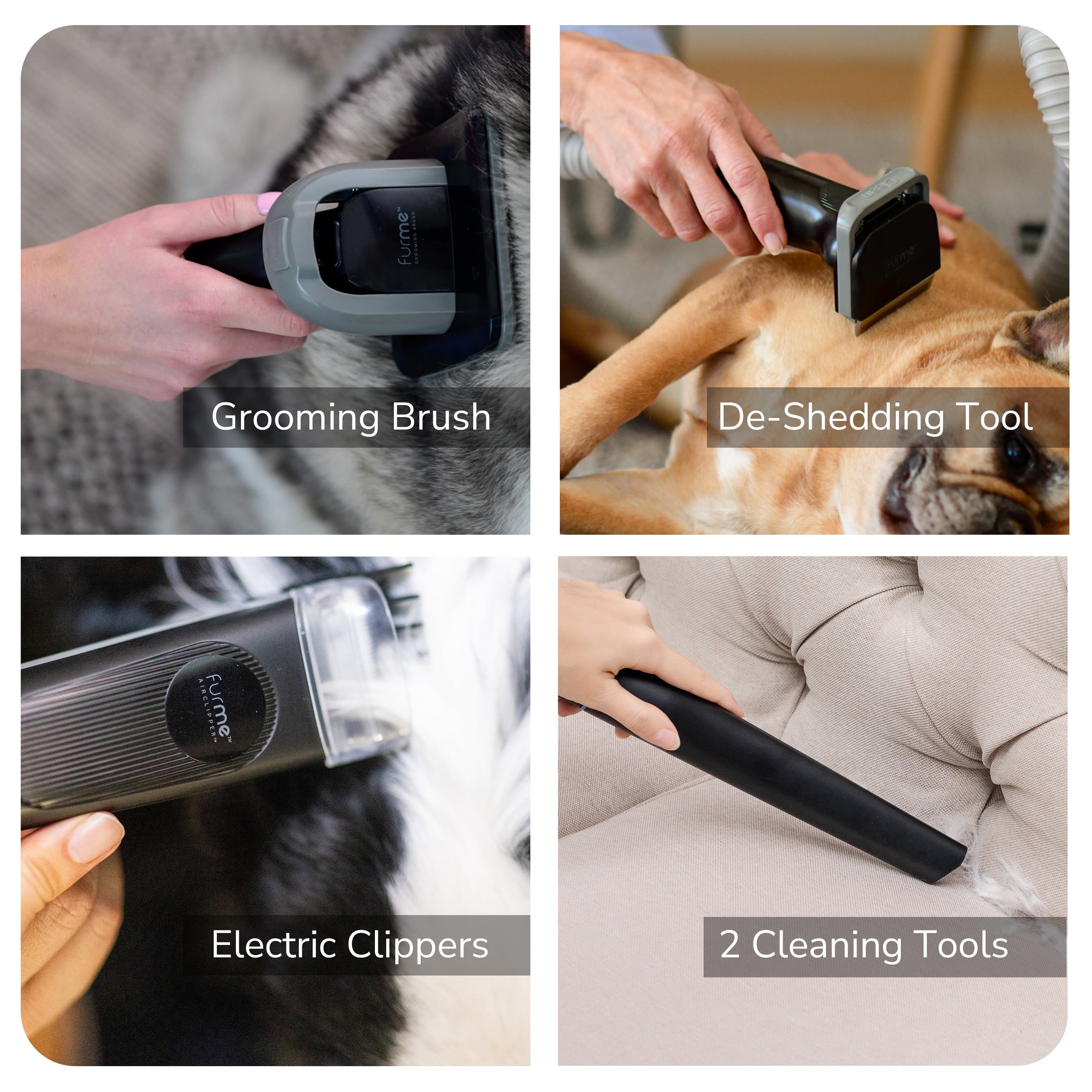 Original Pet Grooming Vacuum Kit, 5 Pet Grooming Tools, Works for All Dogs, Cats, and Pet Fur