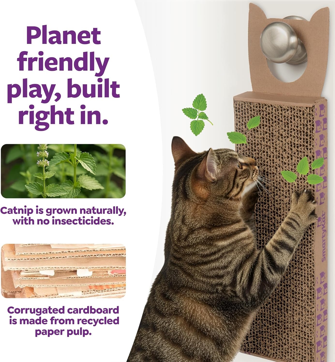 Scratch up Corrugated Hanging Cat Scratcher, Catnip Infusion Technology - Brown, Single Wide